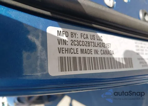 2020 Dodge Challenger R/T из США, поврежденный, VIN 2C3CDZBT3LH242167